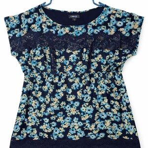 Floral Blue and Yellow Blouse